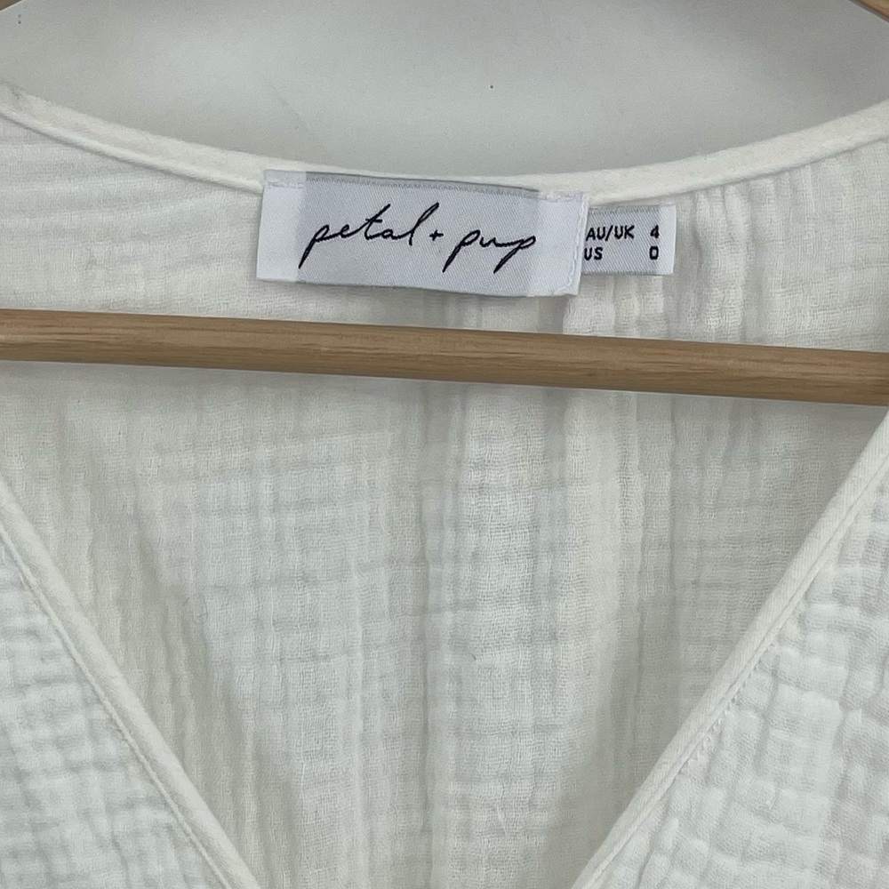 Petal & Pup Dress Long Sleeve Linen Dress Size 0 in Ivory - Picture 3 of 5